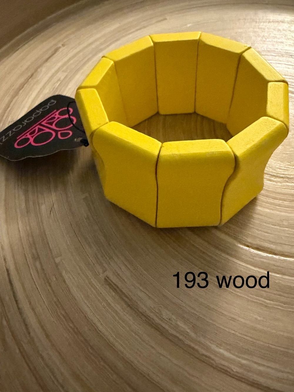193 Bright Yellow Wooden Stretch Bracelet